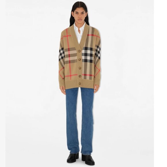 Burberry Vintage Check Wool Blend Cardigan - Picture 1 of 15